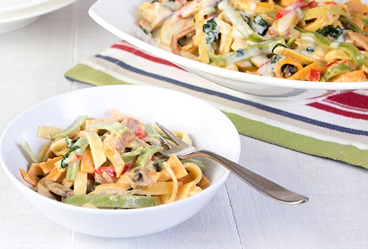 Bacon, Mushroom and Spinach Fettuccine
